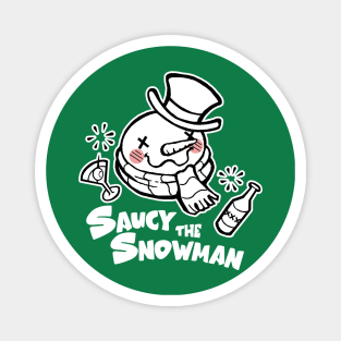 Saucy The Snowman - Frosty Humor - White Outlined Version Magnet